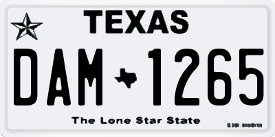 TX license plate DAM1265