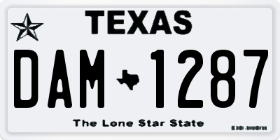 TX license plate DAM1287