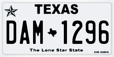 TX license plate DAM1296
