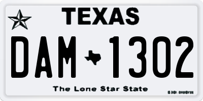 TX license plate DAM1302