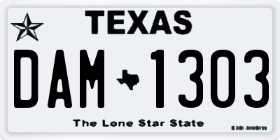 TX license plate DAM1303