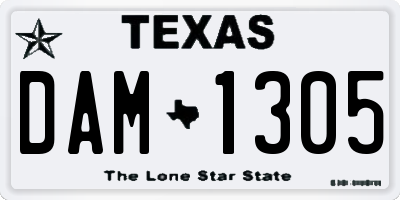 TX license plate DAM1305