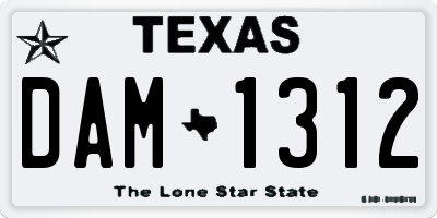 TX license plate DAM1312