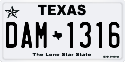 TX license plate DAM1316