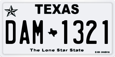 TX license plate DAM1321