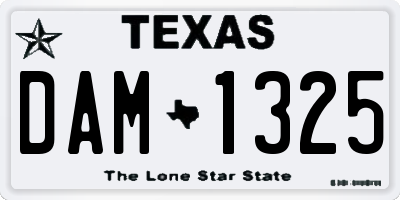 TX license plate DAM1325