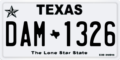 TX license plate DAM1326