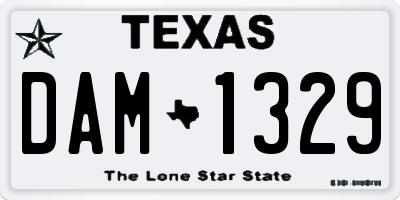 TX license plate DAM1329