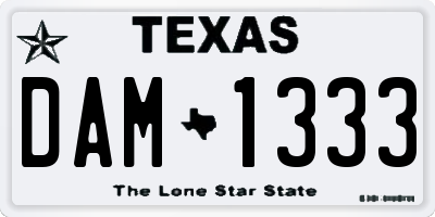 TX license plate DAM1333
