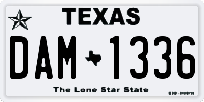 TX license plate DAM1336