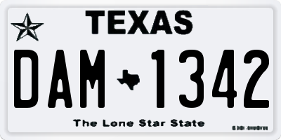 TX license plate DAM1342