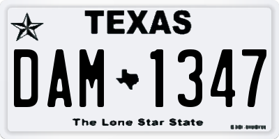 TX license plate DAM1347