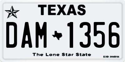 TX license plate DAM1356