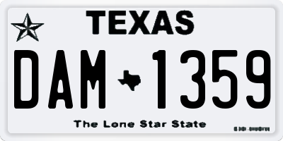 TX license plate DAM1359
