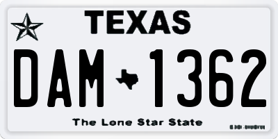 TX license plate DAM1362