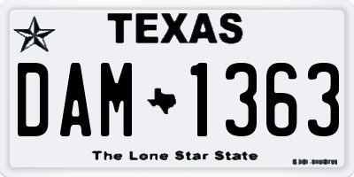 TX license plate DAM1363