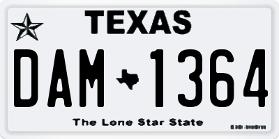 TX license plate DAM1364