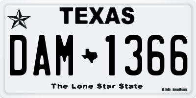 TX license plate DAM1366