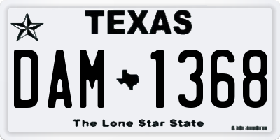 TX license plate DAM1368