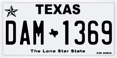 TX license plate DAM1369