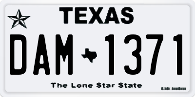 TX license plate DAM1371