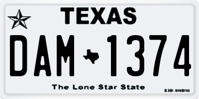 TX license plate DAM1374