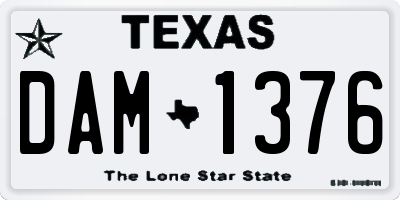 TX license plate DAM1376
