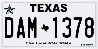 TX license plate DAM1378