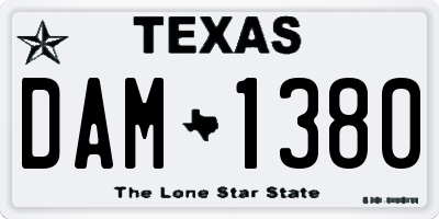 TX license plate DAM1380