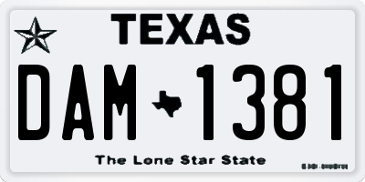TX license plate DAM1381