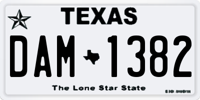 TX license plate DAM1382