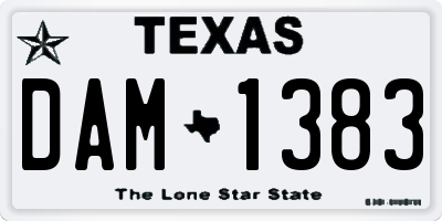 TX license plate DAM1383