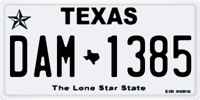 TX license plate DAM1385
