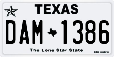 TX license plate DAM1386
