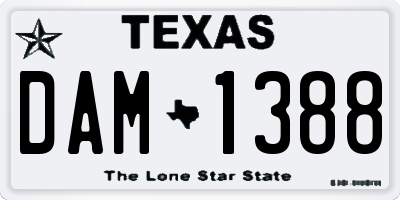 TX license plate DAM1388