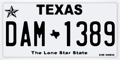 TX license plate DAM1389