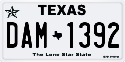 TX license plate DAM1392