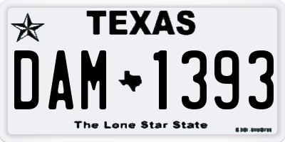 TX license plate DAM1393