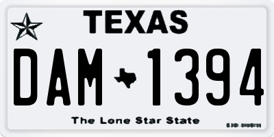 TX license plate DAM1394