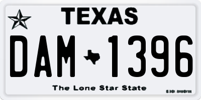 TX license plate DAM1396