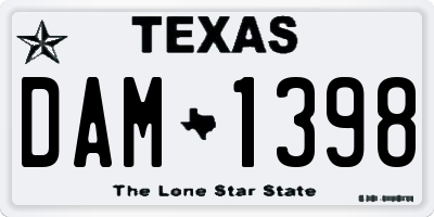 TX license plate DAM1398