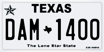 TX license plate DAM1400