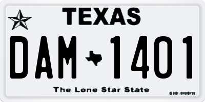TX license plate DAM1401