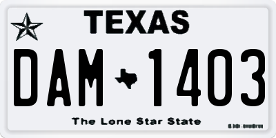 TX license plate DAM1403