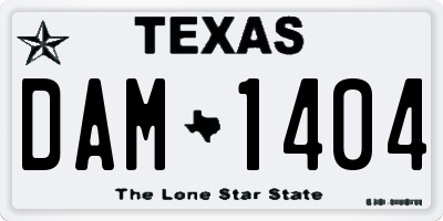 TX license plate DAM1404