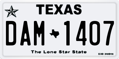 TX license plate DAM1407