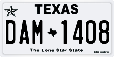 TX license plate DAM1408