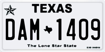TX license plate DAM1409