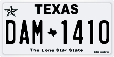 TX license plate DAM1410