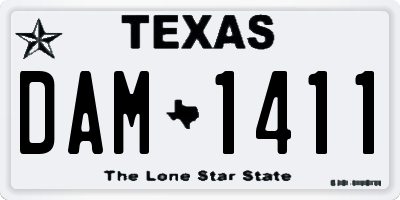 TX license plate DAM1411